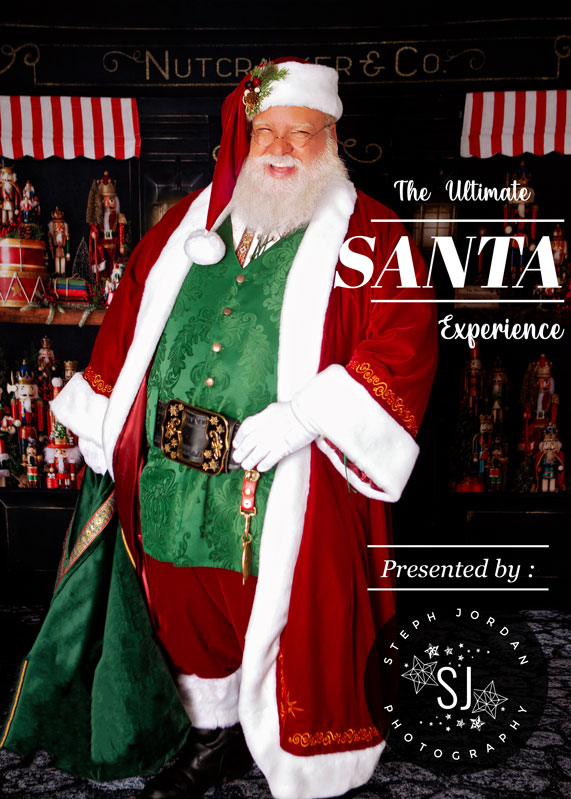 Santa smiling on a magazine cover during a holiday photography session in Hilliard, Ohio