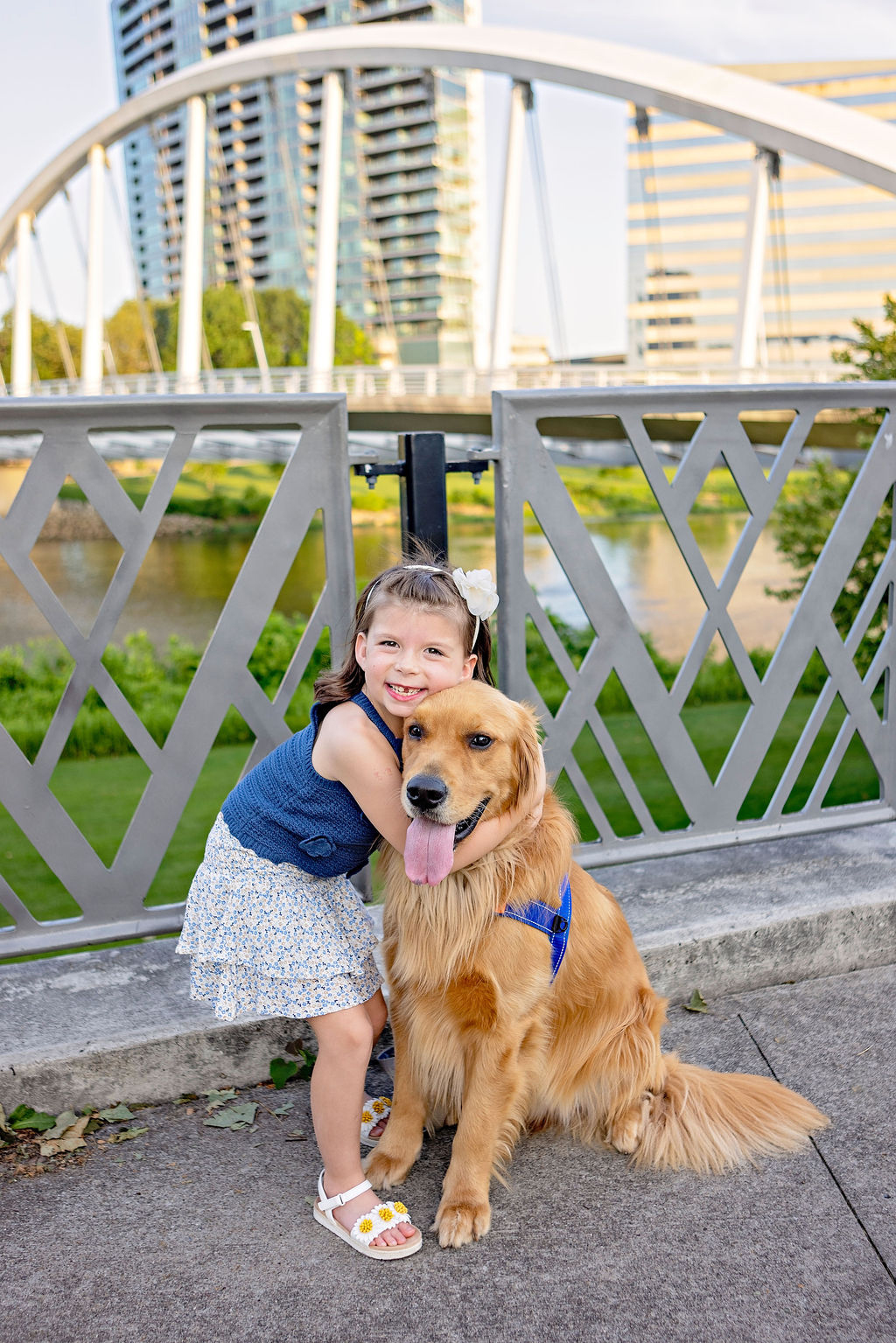 Little girl with her dog during a children’s portrait session in Columbus, Ohio
